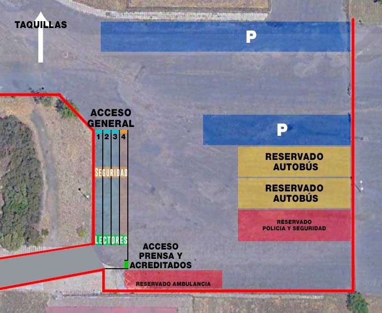 mapa de accesos al Estadio Reina Sofía